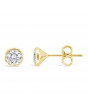 Round Rub-Over Set Solitaire Diamond Earrings, Set in 18ct Yellow Gold. Tdw 0.70ct